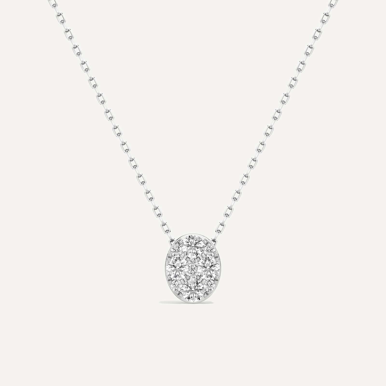 Luminous Oval Diamond Pendant with Chain