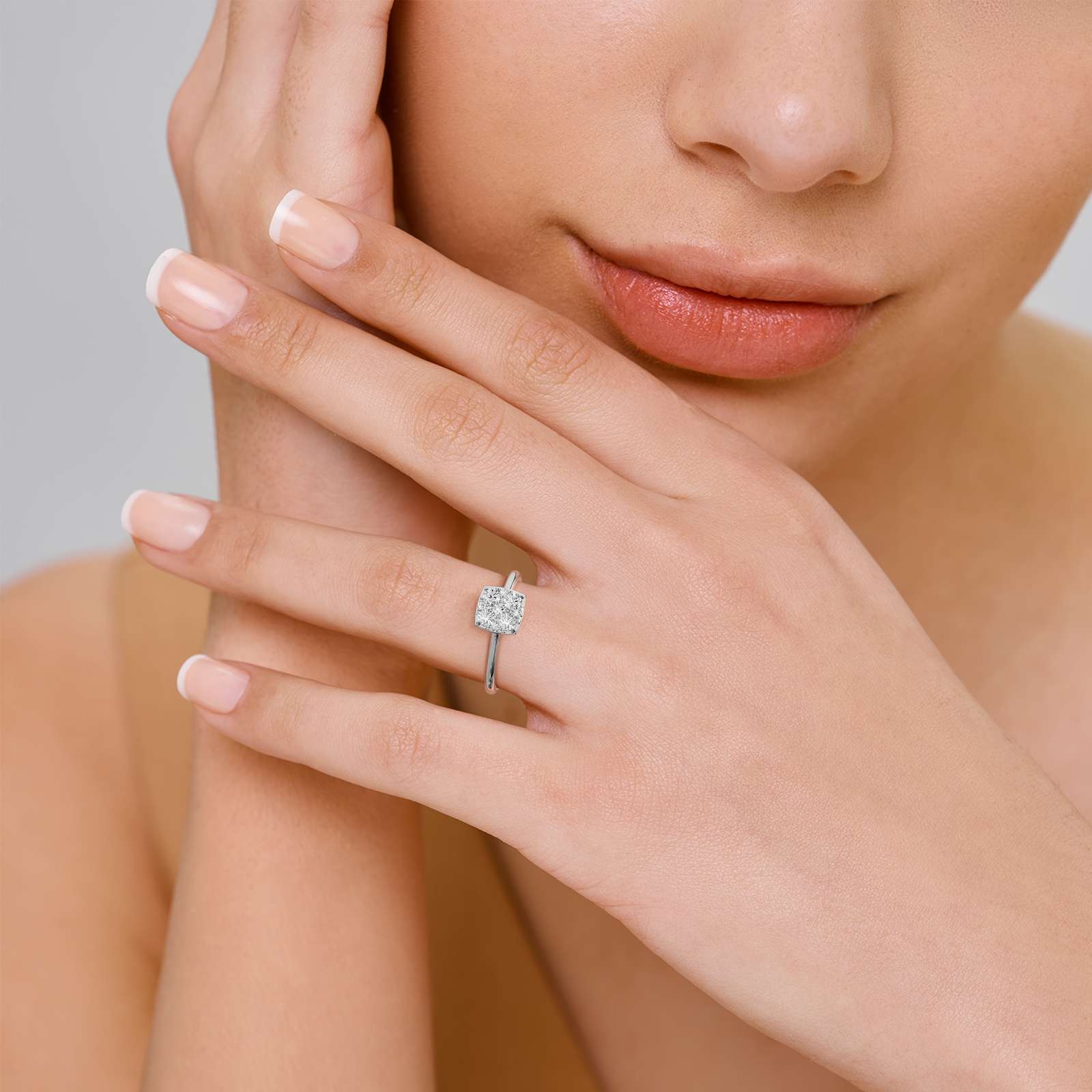 Tapered Cushion Diamond Ring
