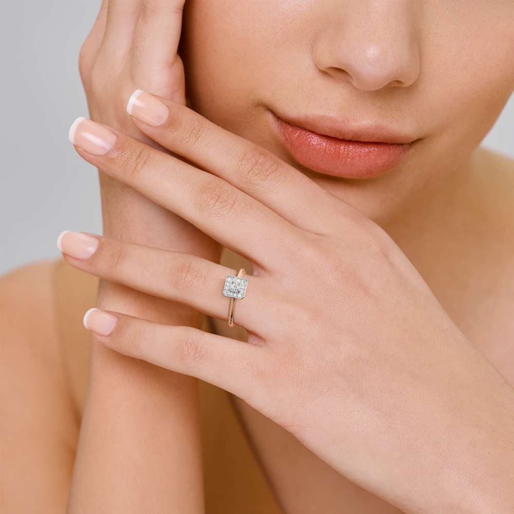 Magnetic Draw Asscher Diamond Ring